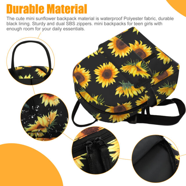 Mini Sunflower Backpack Women Purse Shoulder Rucksack Handbag Travel Bag Pouch