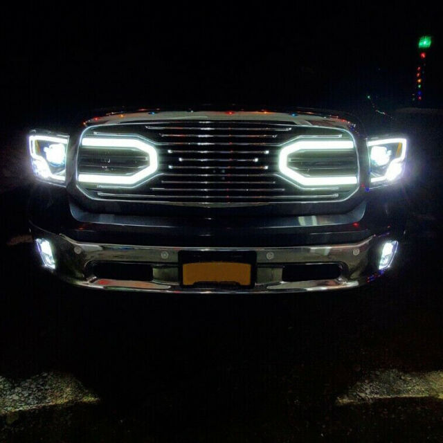 Big Horn Chrome Front Grille+Chrome Shell w/ LED light for 13-18 Dodge Ram 1500