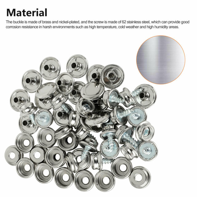 62 X Stainless Steel Fastener Snap Press Stud Cap Button Marine Boat Canvas Set