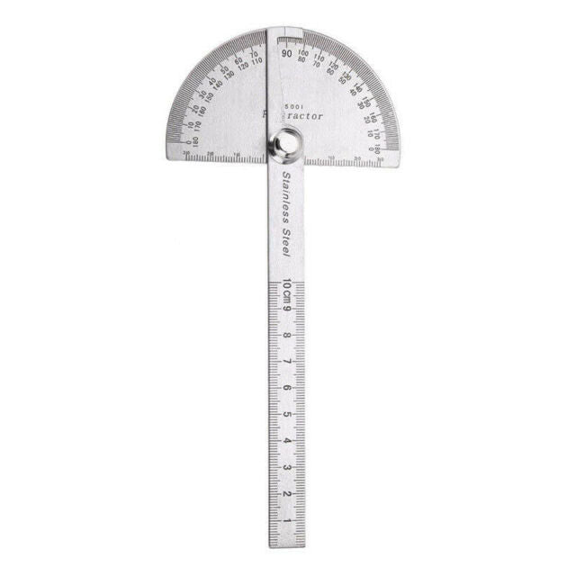 SAE Stainless Steel 180 degree Protractor Angle Finder Rotary Measuring Ruler