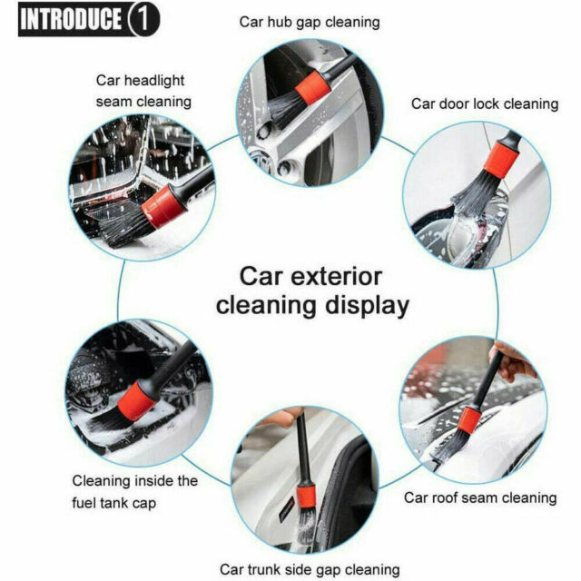 Car Detailing Brush Wheel Rims Tire Seat Engine Cleaning Tool Kit Auto Wash 17\"