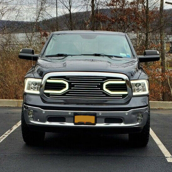 Big Horn Chrome Front Grille+Chrome Shell w/ LED light for 13-18 Dodge Ram 1500