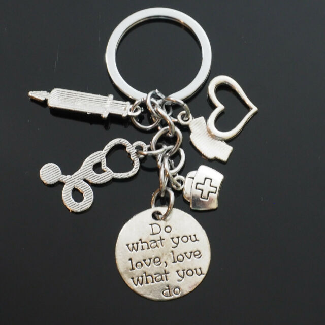 Nurse / Doctor Appreciation Keychain Gift - Heart Cap Stethoscope Charms