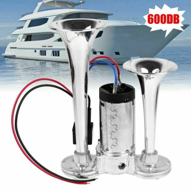 600DB 12V Super Loud Dual Trumpets Car Electric Horn For Car Truck Train Boat US