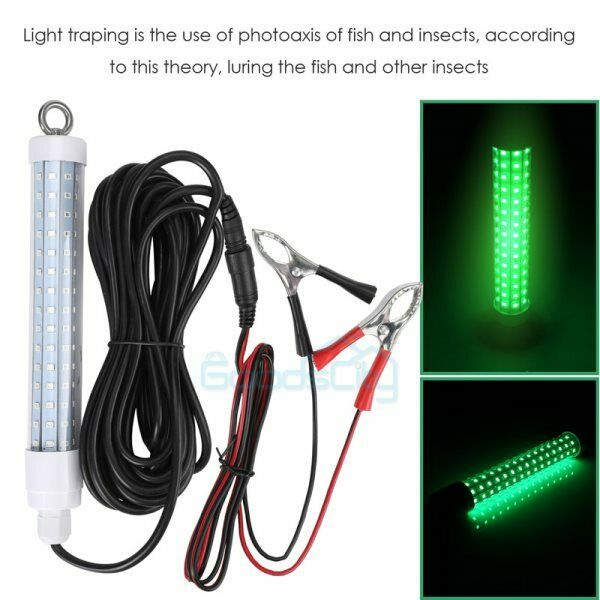 500000Lumens 12V 120 LED Green Underwater Fishing Light Lamp Fish Attract