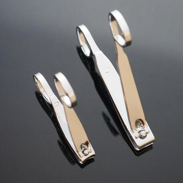 2pcs Set - Easy Handle Grip Toe Finger Nail Clipper Flat & Bend Stainless Steel