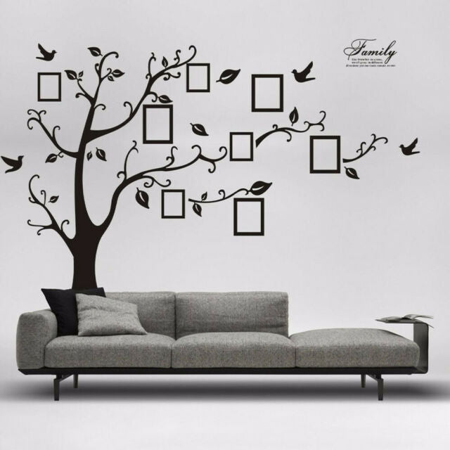 Family Tree Wall Decal Sticker Large Vinyl Photo Picture Frame Removable Black