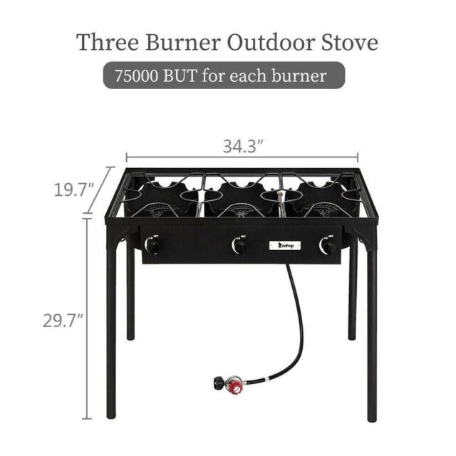 Portable Propane 225,000-BTU 3 Burner Gas Cooker Outdoor Camping Stove Grill