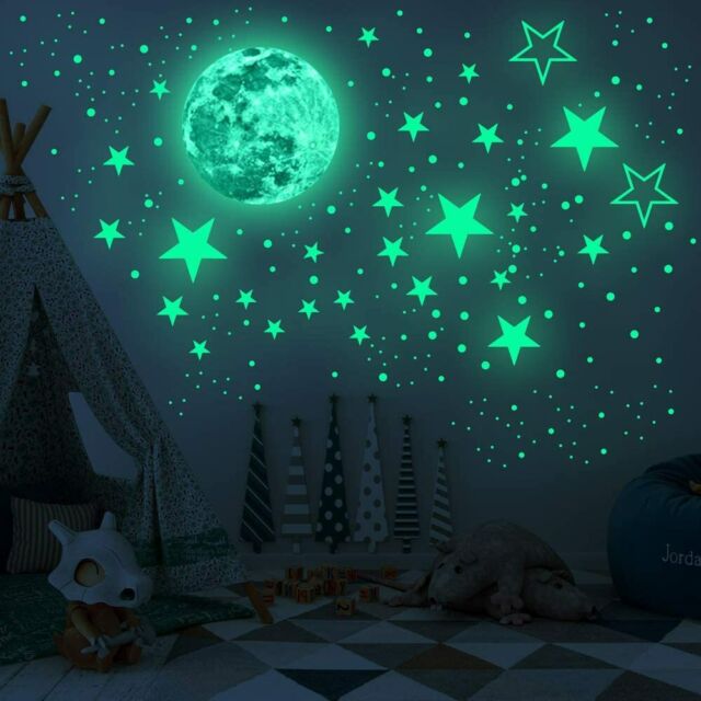 435 Glow in The Dark Wall Stickers Stars Moon Luminous Kid Bedroom Ceiling Decal