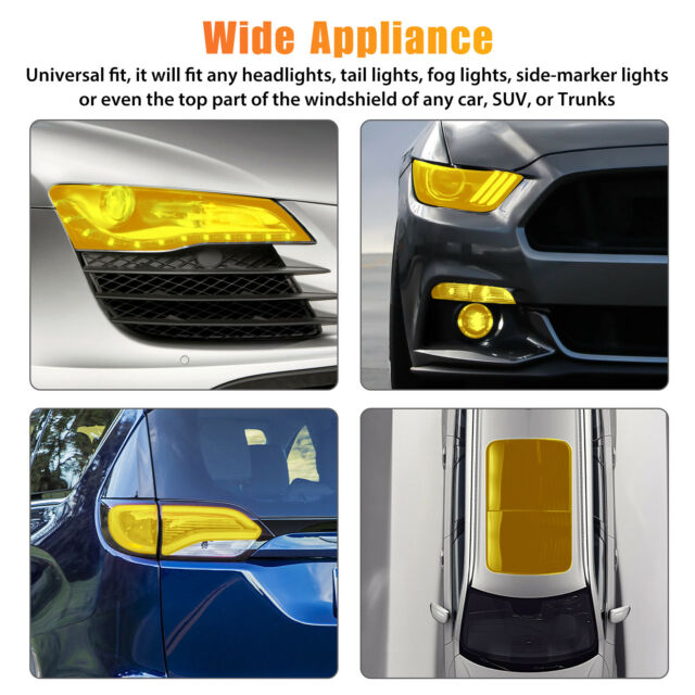 12"x72" Gloss Golden Yellow Smoke Headlight Taillight Fog Light Tint Film Vinyl