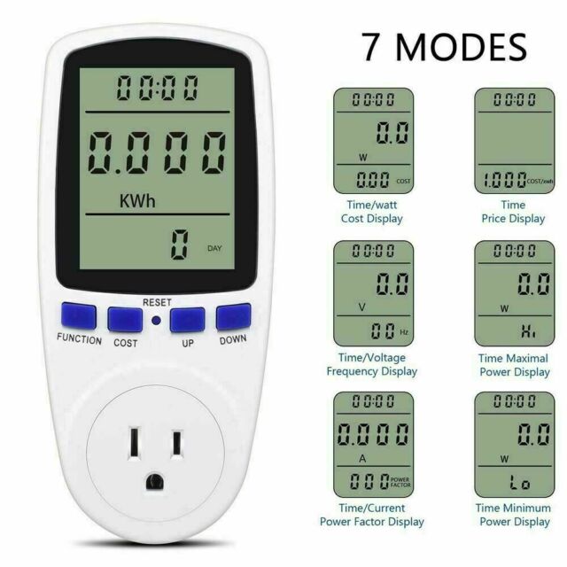 LCD Power Meter Consumption Energy Analyzer  Watt Amps Volt Electricity Monitor