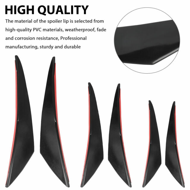 6pcs Universal Gloss Black Car Auto Front Bumper Body Fins Spoiler Canards Refit