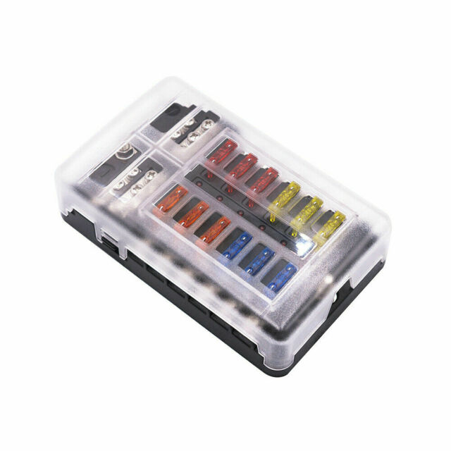 12-Way Blade Fuse Box Block Holder LED Indicator 12V 32V Auto Marine Waterproof