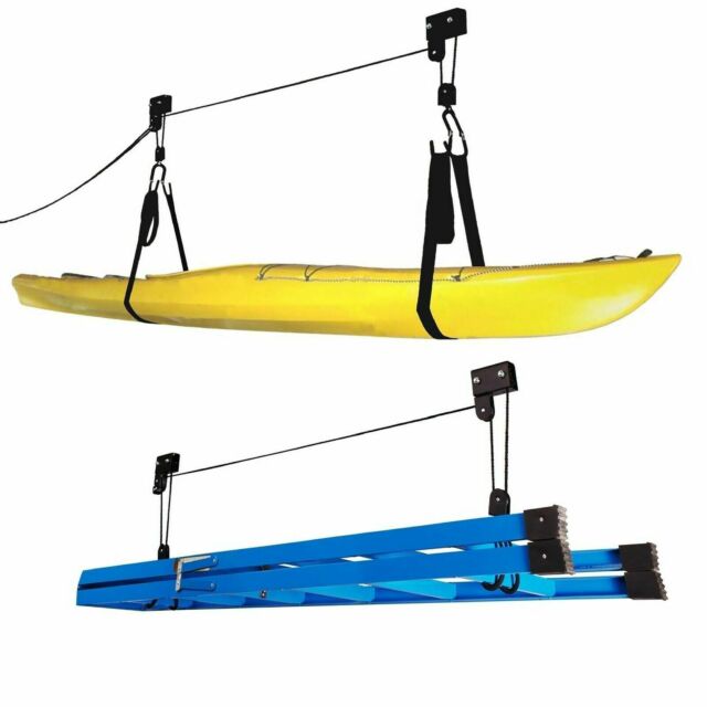 Kayak Hoist Lift Garage Storage Canoe Hoists 125 lb Capacity Mounting Brackets