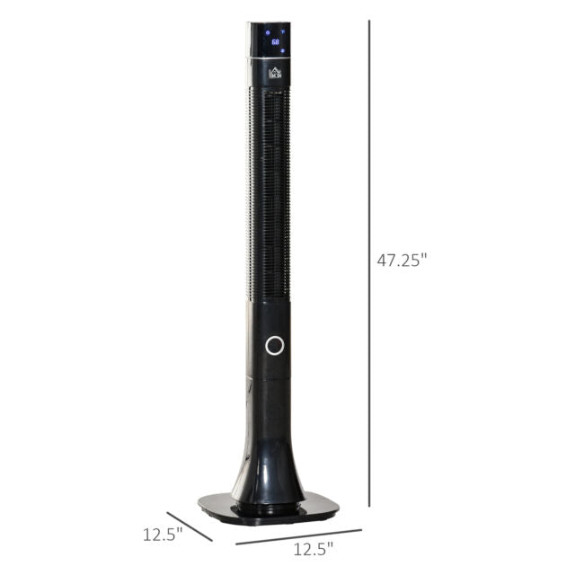 47" Oscillating Slim Tower Cooling Fan w/ 3 Speeds, LED & Remote Control, Black