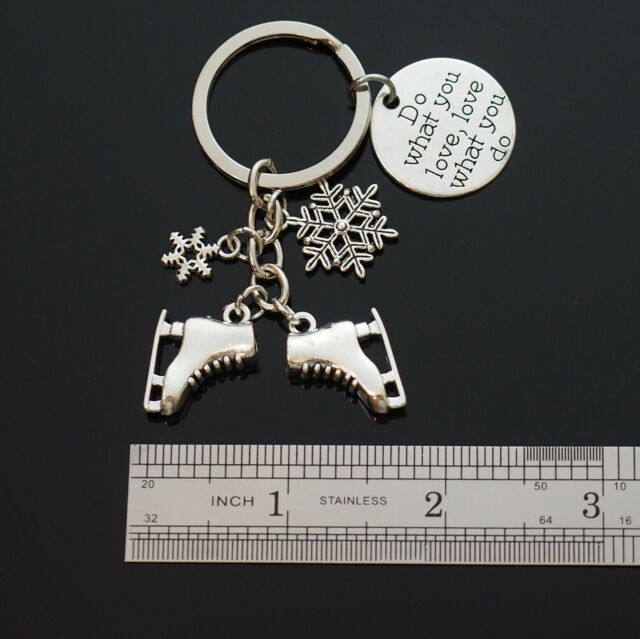 Ice Skating Skates Snowflakes Charms Keychain Do What You Love Skater Gift