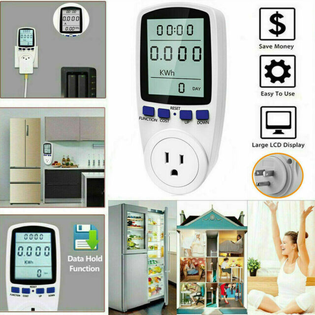 LCD Power Meter Consumption Energy Analyzer  Watt Amps Volt Electricity Monitor