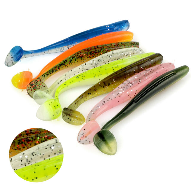 50Pcs 5.5cm Soft Silicone T-tail Fishing Swimbaits Lures Mixed-color Fish Bait