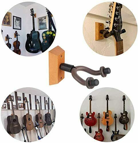 4 Pack Guitar Hangers Wall Mount Adjustable Hook Holder Instrument Display