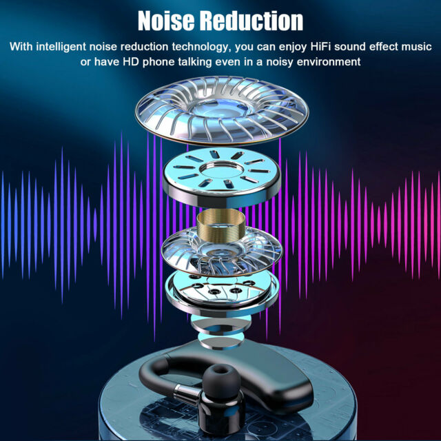 Wireless Bluetooth 5.2 Earpiece Headset Driving Trucker Earbuds Noise Cancelling