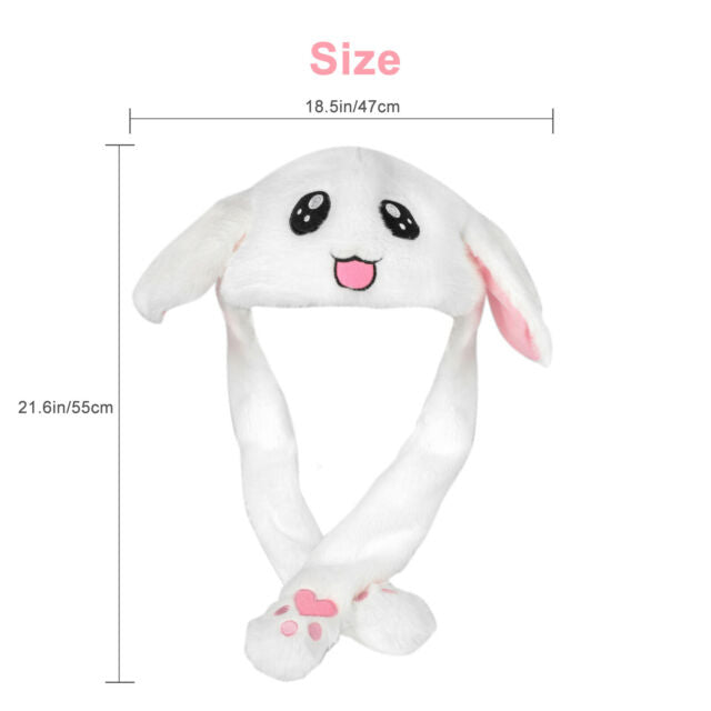 Glowing Bunny Ear Cap Cute Plush Rabbit Hat Moving Ears With Colorful LED Light