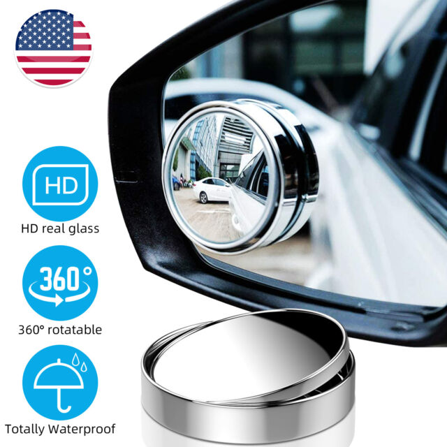 2X Car Blind Spot Mirrors Adjustable Round HD Glass Convex Side Rear View Mirror