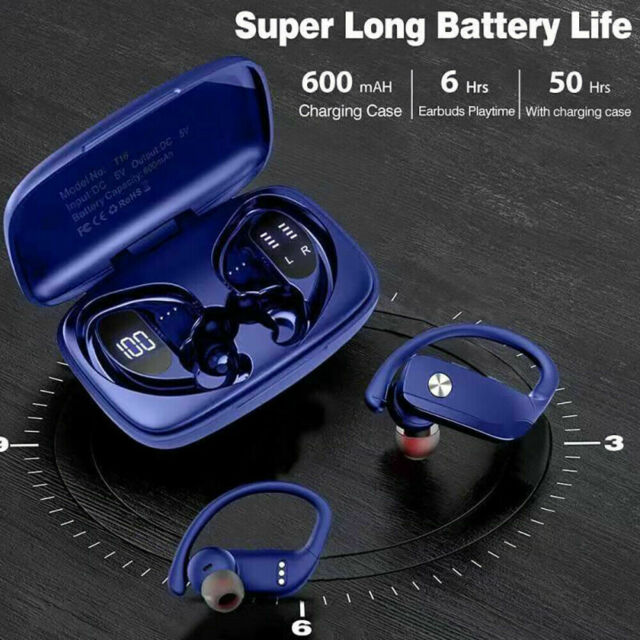 Bluetooth 5.0 True Wireless Earbuds With Mic Headphones Earhook Sport Waterproof