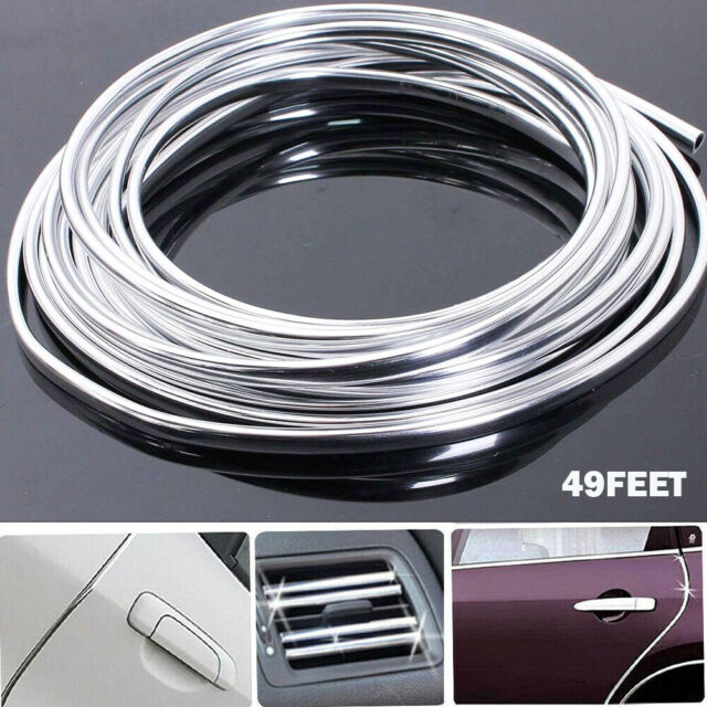 49FT Chrome Car Door Edge Molding Trim  Seal Strip Scratch Protector Guard Decor