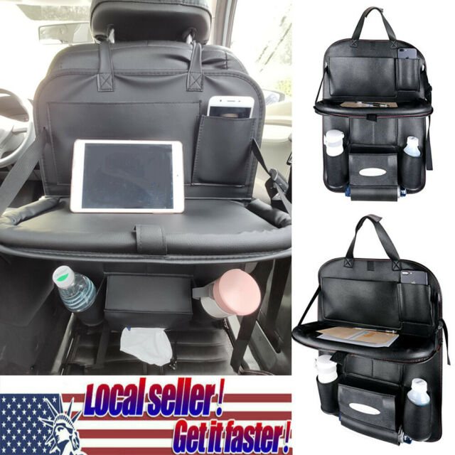 Car Seat Back Organizer Storage Holder  Leather Tray Shelf Pocket Dining Table