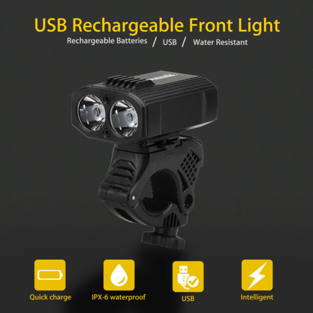 1200Lm LED Bicycle Headlight Mountain Bike Front Lamp Light Rechargeable 5 Modes