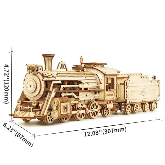 Steam Express Train 3D Wooden Puzzle Mechanical Model Kits Brain Teaser Puzzles