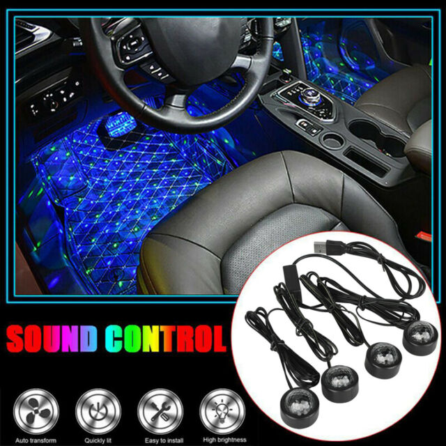 LED Car Interior Atmosphere Neon Lights Strip Music Control Floor Decor Light US