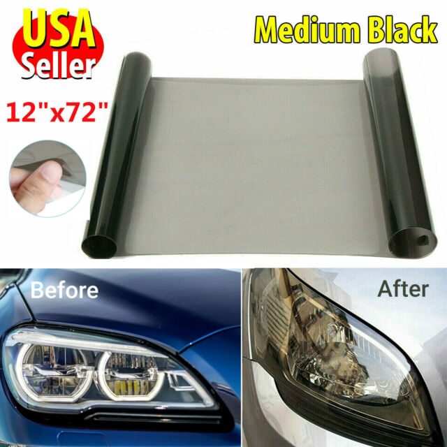 12"x72" 35% Light Smoke Gloss Vinyl Film Tint Headlight Taillight Fog Wrap Cover