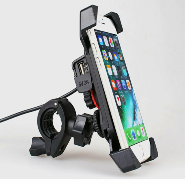 Motorcycle Bike ATV Cell Phone GPS Handlebar Mirror Mount Holder USB Charger