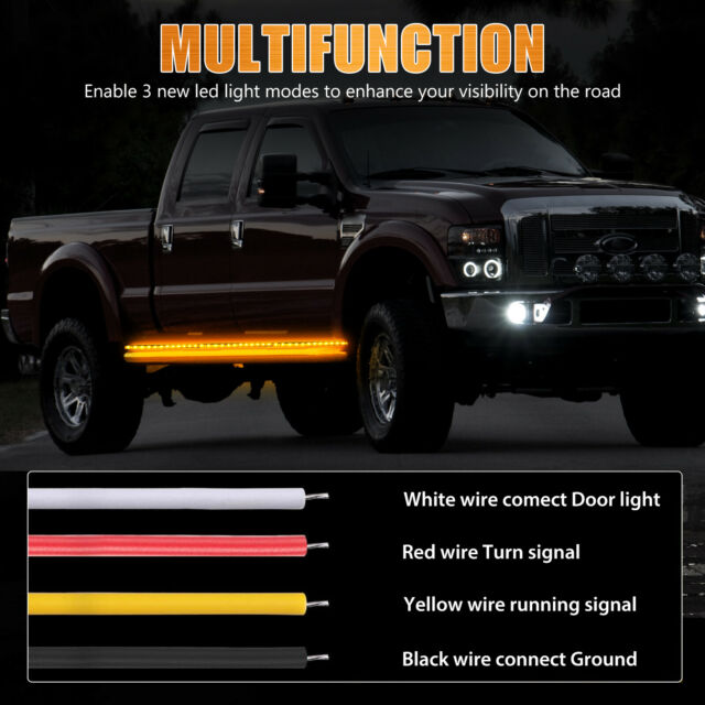 2X 60" Running Board LED Light Side Step Strip Bar White Amber Turn Signal Truck