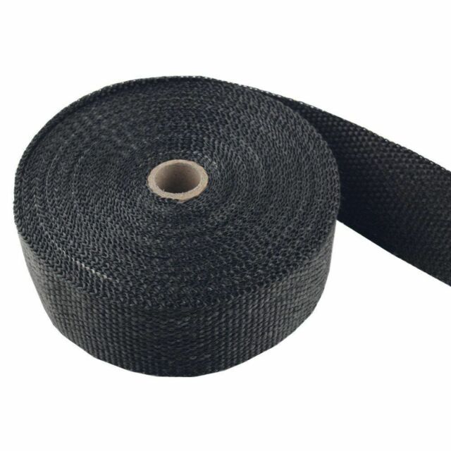 2 Roll x 2" 50Ft Black Fiberglass Exhaust Header Pipe Heat Wrap Tape+20 Ties Kit