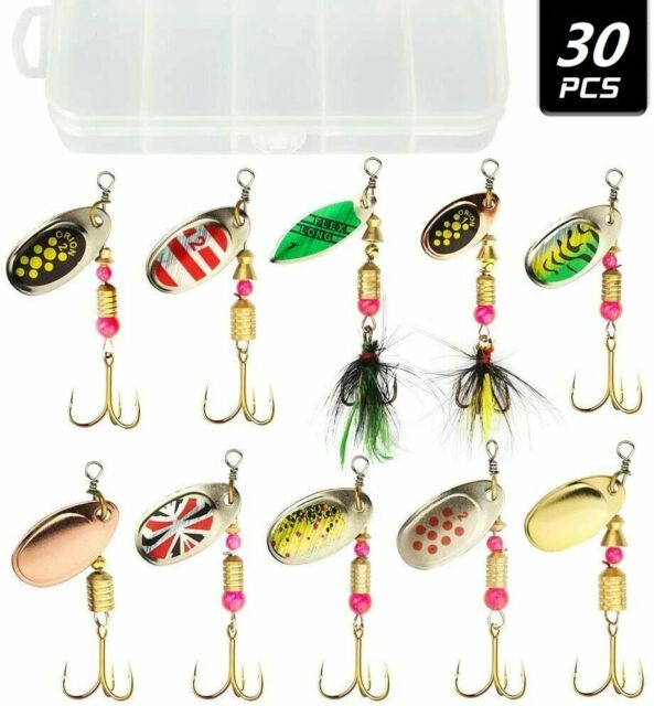 Lot of 30 Trout Spoon Metal Fishing Lures Spinner Baits Bass Tackle Colorful NEW