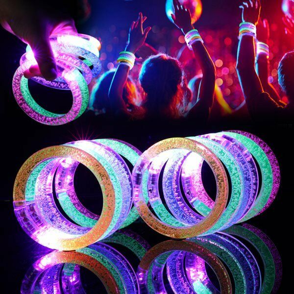 Set of 30 LED Light Up Bracelets Flashing Wristbands Party Favors Glowing Glow