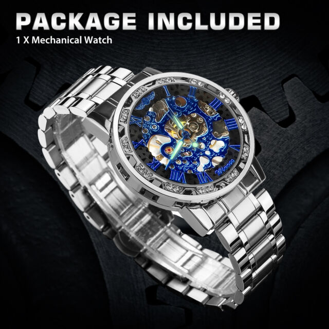 WINNER Men Luxury Stainless Steel Automatic Mechanical Wrist Watch Business Gift