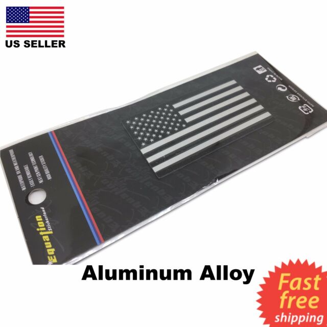 (2 PACK) ALUMINUM US Flag Sticker 3D Emblem Decal Patriotic Car Bike 3.15"x1.75"