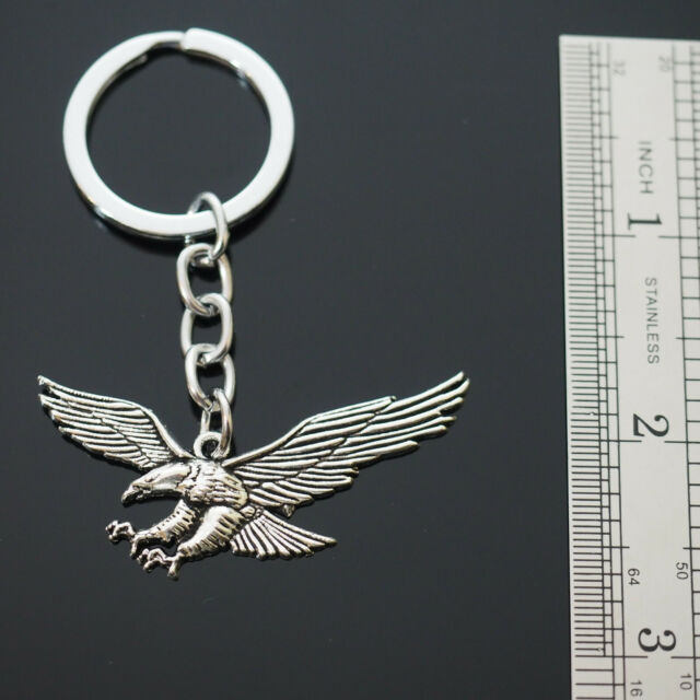 Vintage Soaring Eagle Wide Wing Claws Out Silver Charm Keychain Key Chain Gift