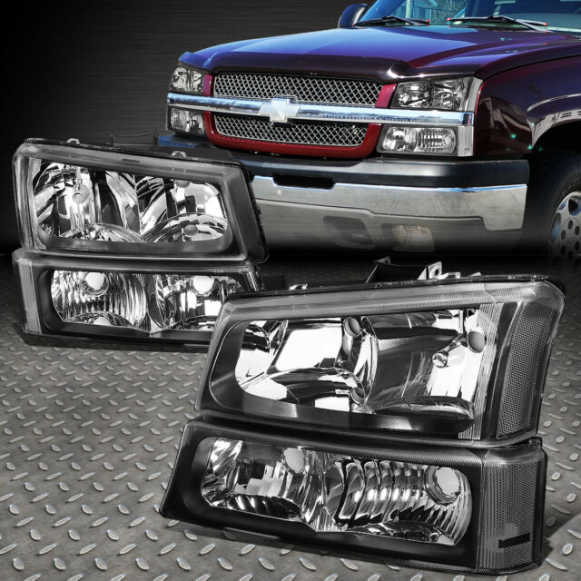 For 03-06 Chevy Silverado avalanche headlight signal bumper lamp black/clear