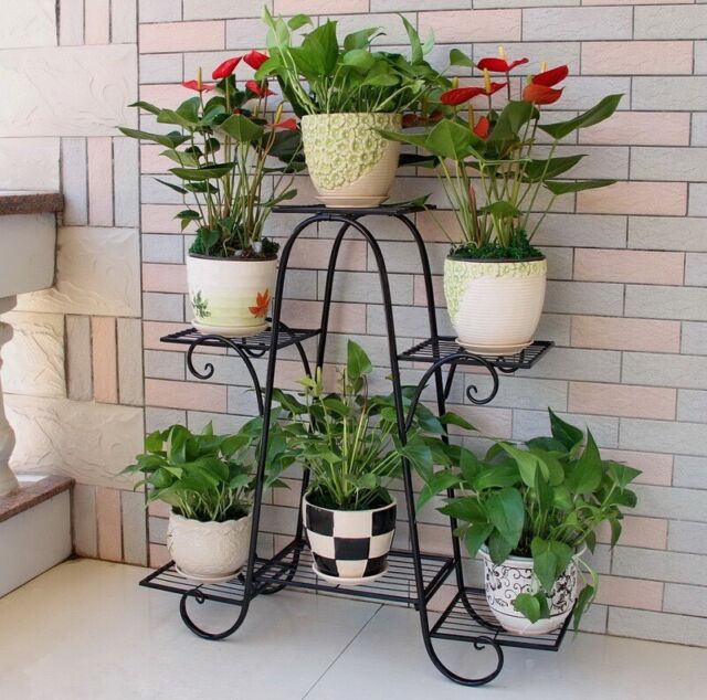 USA 6Tiers Metal Plant Stand Flower Pot Display Holder Shelf Home Garden Balcony