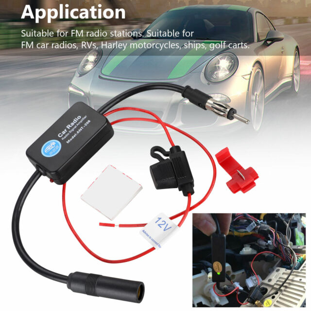 Car Stereo FM & AM Radio Signal Antenna Signal Amplifier Auto Aerial Amp Booster