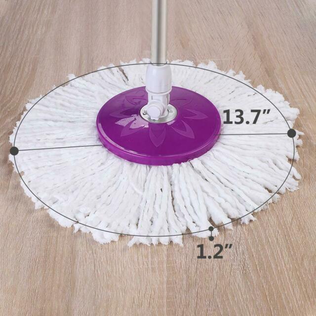 360°Rotating Head Easy Magic Floor Mop Bucket 2x Head Microfiber Spinning US