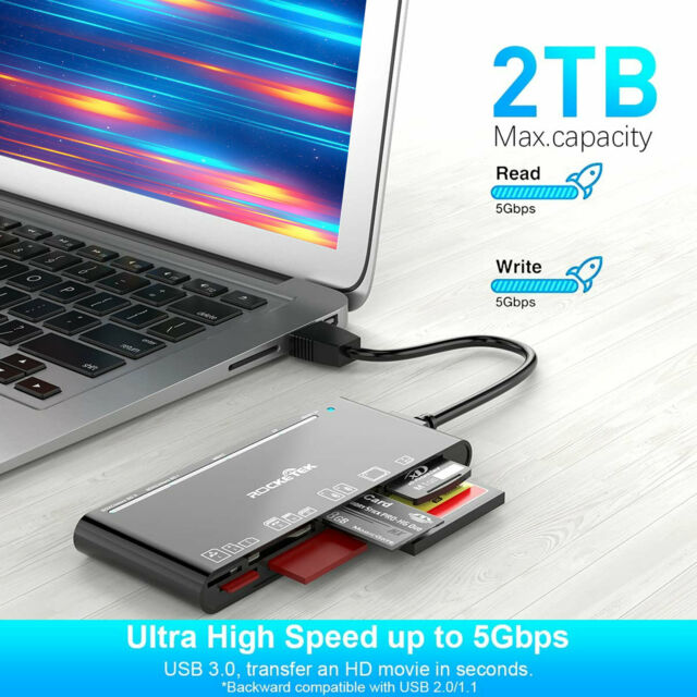 7in1 USB 3.0 Memory Card Reader Writer Adapter SD/Micro SD/TF for Laptop Desktop