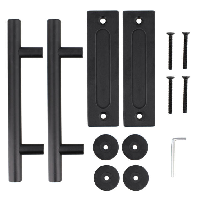 Rural365 Sliding Barn Door Handle Set 2pk 12in - Black Barn Door Pull Handles