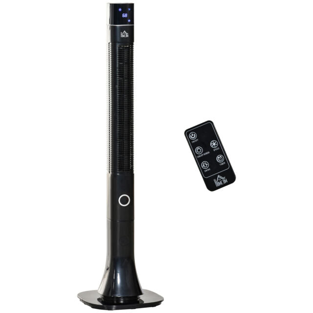 47" Oscillating Slim Tower Cooling Fan w/ 3 Speeds, LED & Remote Control, Black