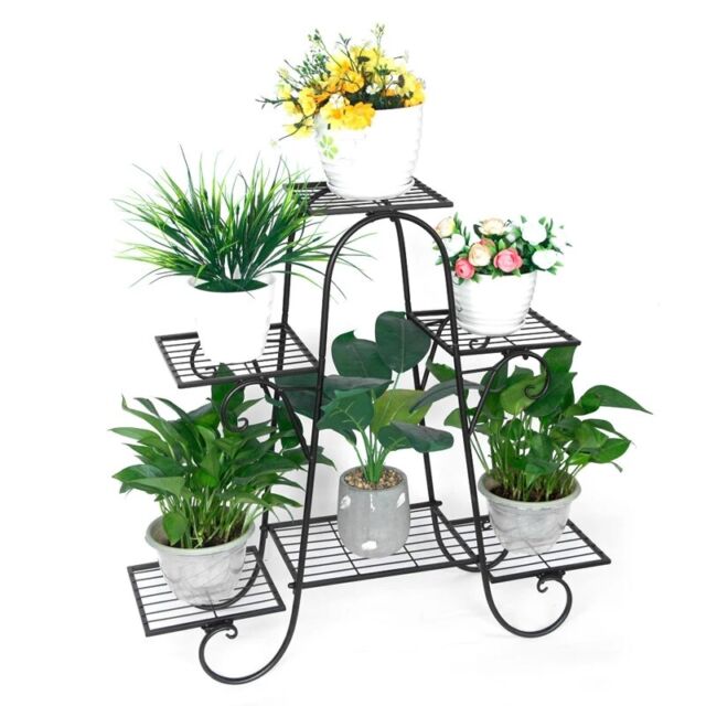 USA 6Tiers Metal Plant Stand Flower Pot Display Holder Shelf Home Garden Balcony