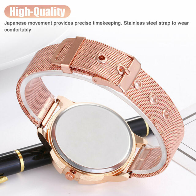 Relojes Retro Rose Gold Women's Watch Quartz Waterproof Watches Stainless Steel